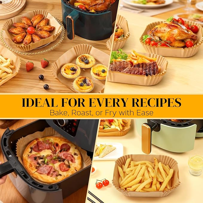 BYKITCHEN Air Fryer Sheets Liners for Ninja AG301 Grill, AF141 Pro 4-in-1 & More, 9in Disposable Square Air Fryer Parchment Paper Filters for 5 to 8 Qt, Ninja Foodi Grill Accessories(Set of 100)