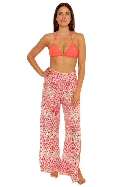 Trina Turk Women's Standard Tie Front Pant, Multi, X-Large