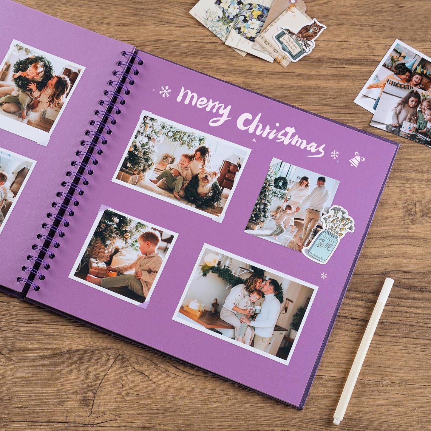 potricher 12 x 12 Inch DIY Scrapbook Album 40 Pages Hardcover Kraft Paper Scrap Book Photo Albums Memory Book for Wedding and Anniversary Family (Purple, 12 Inch)