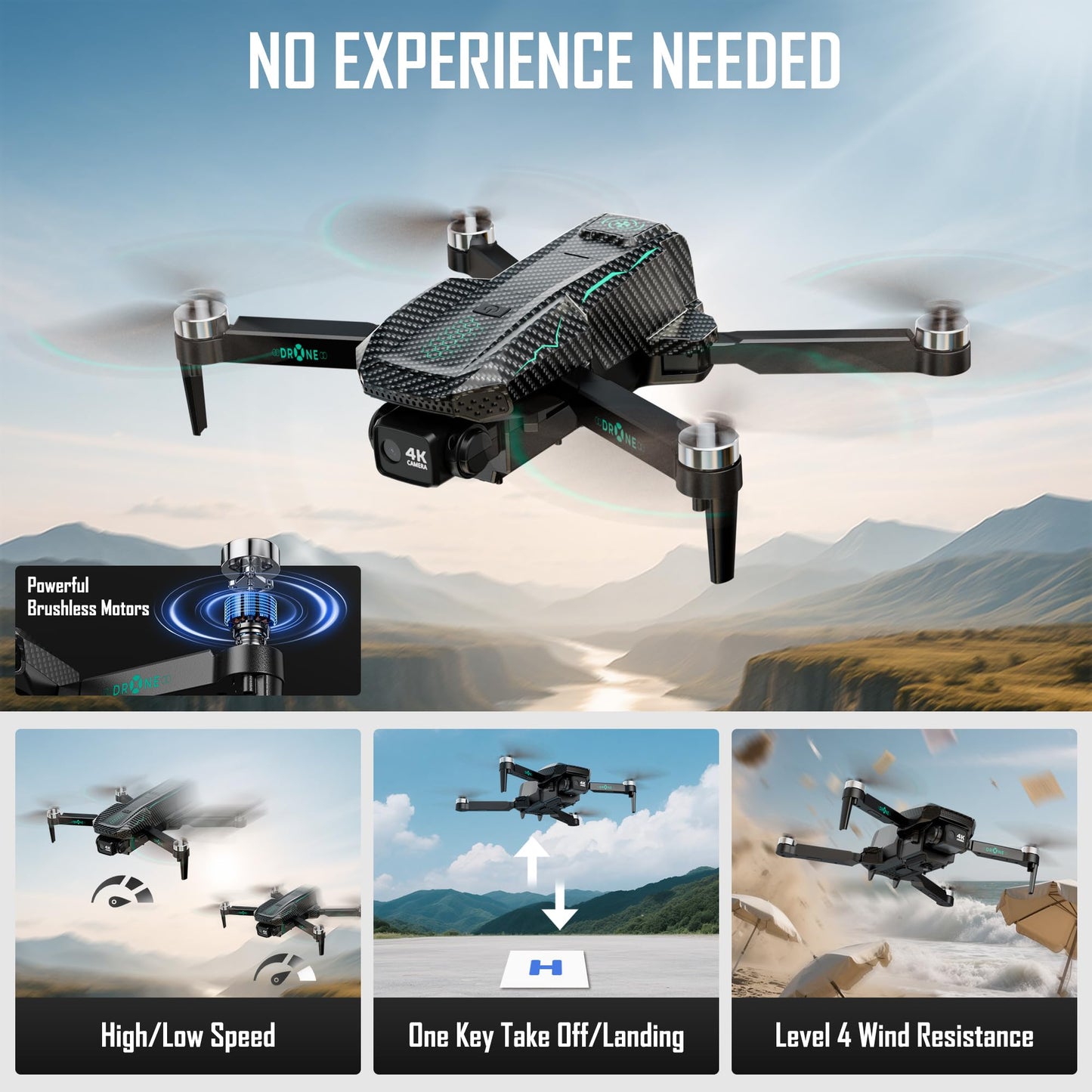 GPS Drone with 4K Camera for Adults, FPV RC Quadcopter, 90-min Flight Time, Auto Return, GPS Follow, Circle Fly, 5-inch LCD Tablet Screen, Brushless Motor, Lightweight Foldable Drone for Beginners