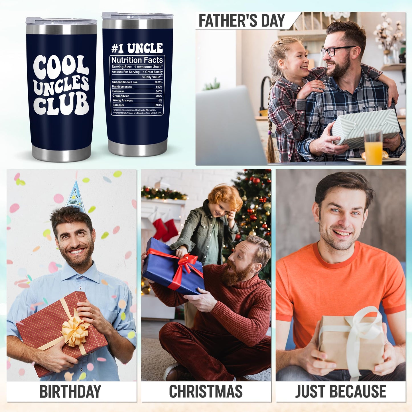ARVEXO Best Uncle Gifts for Men - 20 oz Stainless Steel Cup Insulated Travel Tumbler with Lid - Uncle Birthday Gifts for Brother, Present for Men