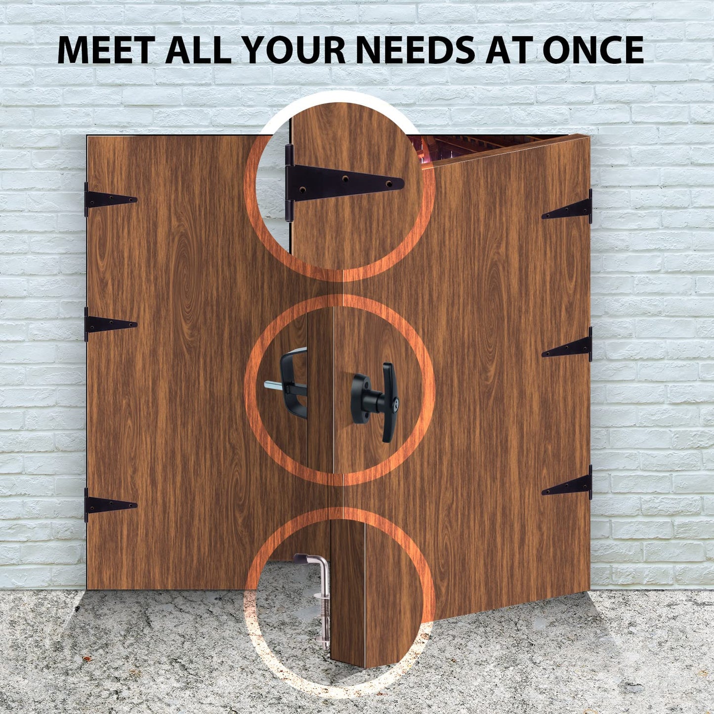 BTEOBFY Shed Door kit - Complete shed Door Hardware,shed Hardware kit with T-Handle Lock, Heavy-Duty Latches, Hinges - Weatherproof for Sheds, Gates, Playrooms