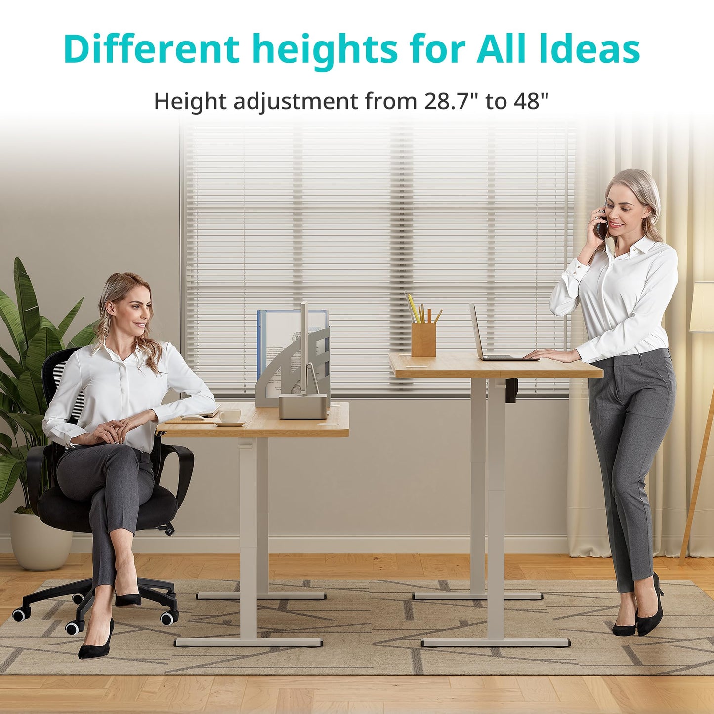 Simple Deluxe Electric Standing Desk, Adjustable Height Stand up Desks, 24x48 Inches Sit Stand Home Office Desk with Cable Management, 3 Memory Preset Adjustable Height Desks, Natural