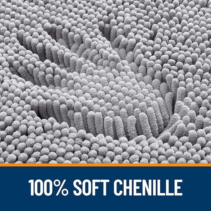 OLANLY Bathroom Rugs 59x24, Extra Soft Absorbent Chenille Bath Rugs, Rubber Backing Quick Dry, Machine Washable Bath Mats for Bathroom Floor, Tub and Shower, Home Decor Accessories, Grey