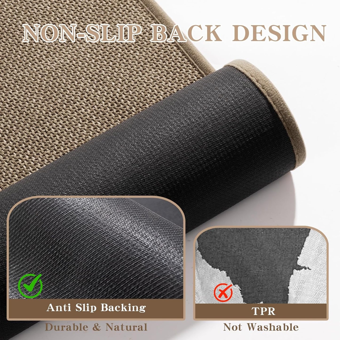 chakme Bathroom Rugs 59x17, Ultra Thin Non Slip Bath Mat Runner Quick Dry Absorbent Bath Mat for Bathroom Floor, (Dark Beige, 59"x17")