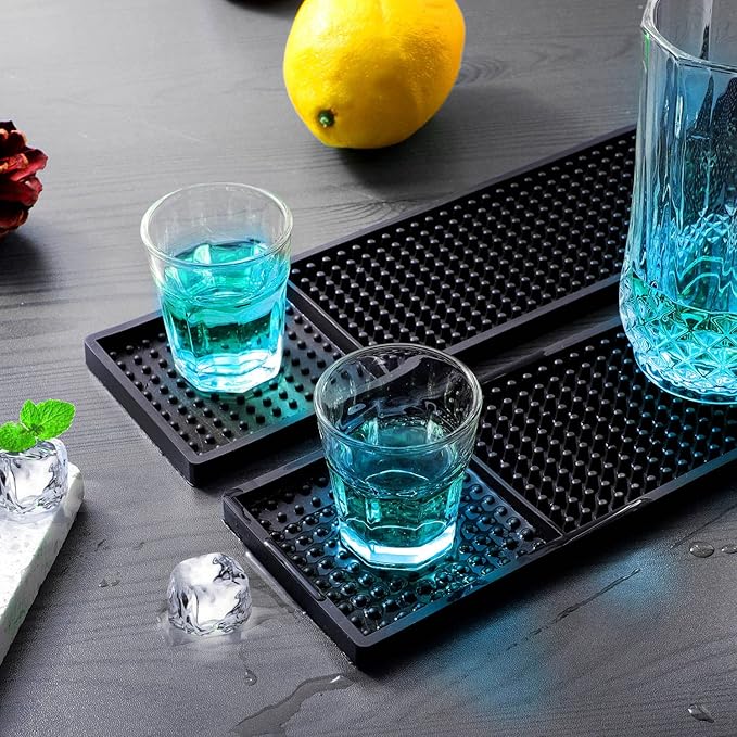 Noverlife 2PCS Rubber Bar Mats, Non-Slip Bar Service Spill Mat Bar Table Mat Restaurant Kitchen Counter Bar Pad, Anti-Skid Heat Resistant Barber Station Mat for Hair Salon