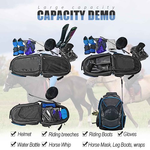 Goloni Large capacity equestrian horse riding gear horseback riding bag grooming tote bag equestrian backpack