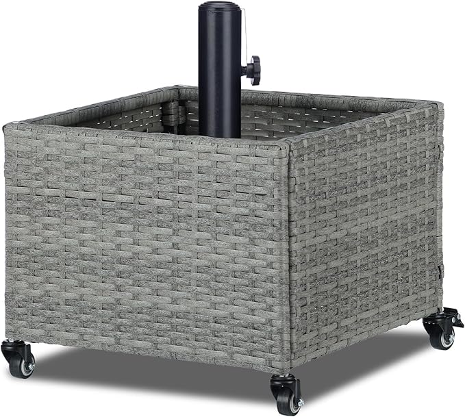 SUNNYPARK Umbrella Stand Outdoor Base with 4 Wheels Heavy Duty Patio Umbrella Planter for Garden Backyard Deck Poolside