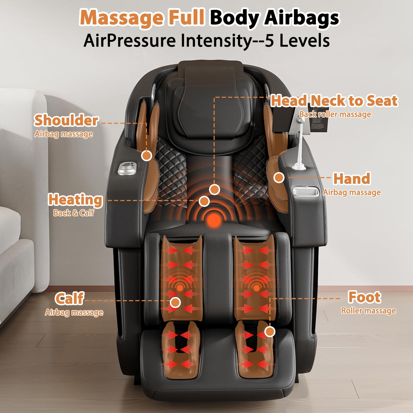 Shahoo Zero Gravity Full Body Massage Chair with SL-Track, AI Voice Control & Heating – Auto Body Scan, Air Compression Foot Massage, 8 Auto Programs