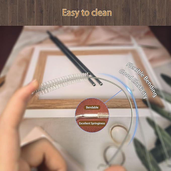 ClDYAUST Straw Cleaner Brush Extra Long 12 Inch, Straw Brush Extra Long with 304 Stainless Steel, Straw Cleaning Brush Extra Long for Baby Bottles, Glass/Silicone Straws Piper Cleaners.
