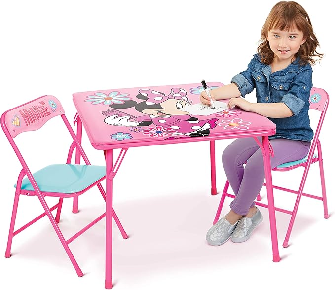 Minnie Mouse Kids Table & Chairs Set for Kid and Toddler 36 Months Up To 7 years, Includes: 1 Table (24"L x 24"W x 20"H), ...
