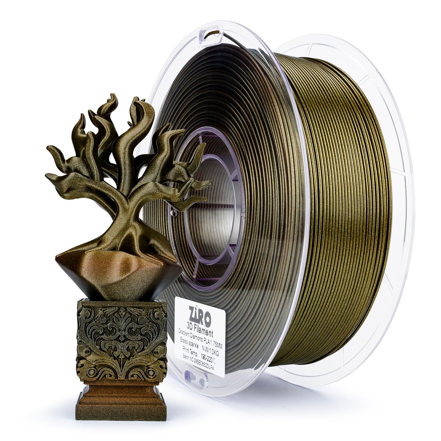 ZIRO 3D Printer Filament, Slow Color Change with Twinkle Effect PLA 1.75MM, Gradient Rainbow PLA, Sparkling Multicolor 3D Materi