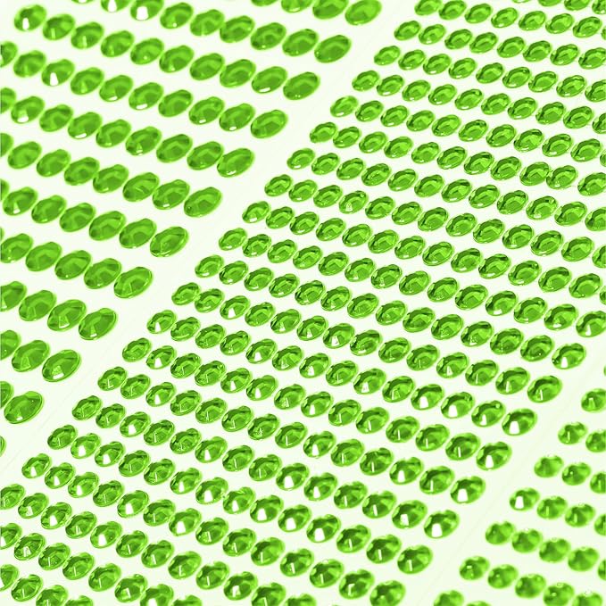 SARATA Face Gems and Pearls for Makeup Rhinestone Stickers DIY Bling Jewel Crystal Craft Stickers for Nails 3/4/5/6/8MM 5PCS (green)