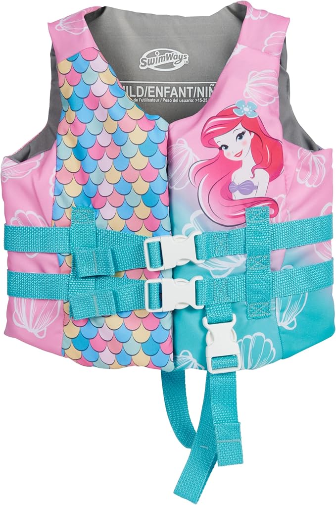 SwimWays Disney Little Mermaid Ariel Swim Trainer Life Jacket, US Coast Guard Approved Life Vest Kids Swim Vest, Pool Floa...