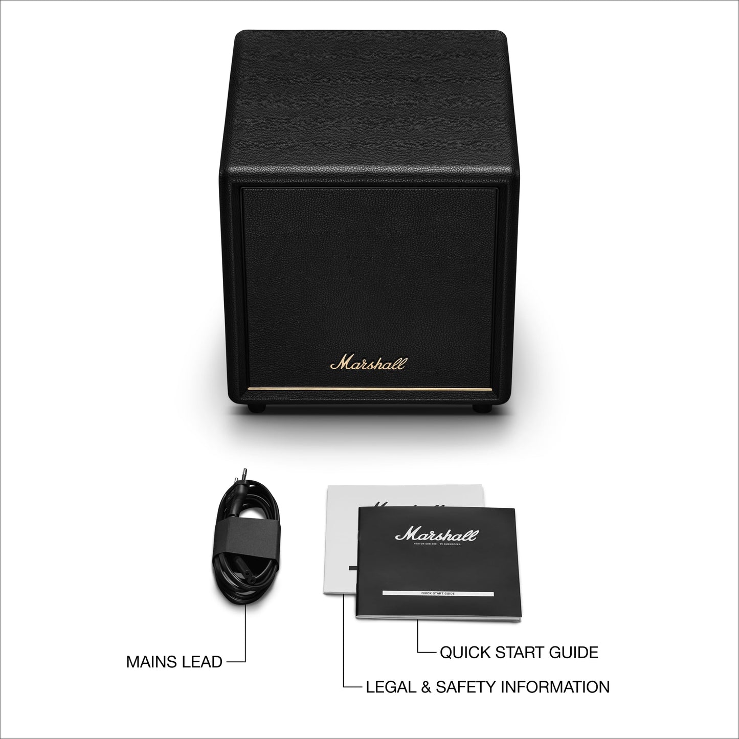 Marshall Heston Sub 200 Subwoofer - Deep Bass for TV, Movies, and Music | Bluetooth LE and RCA Mono Connectivity - Black