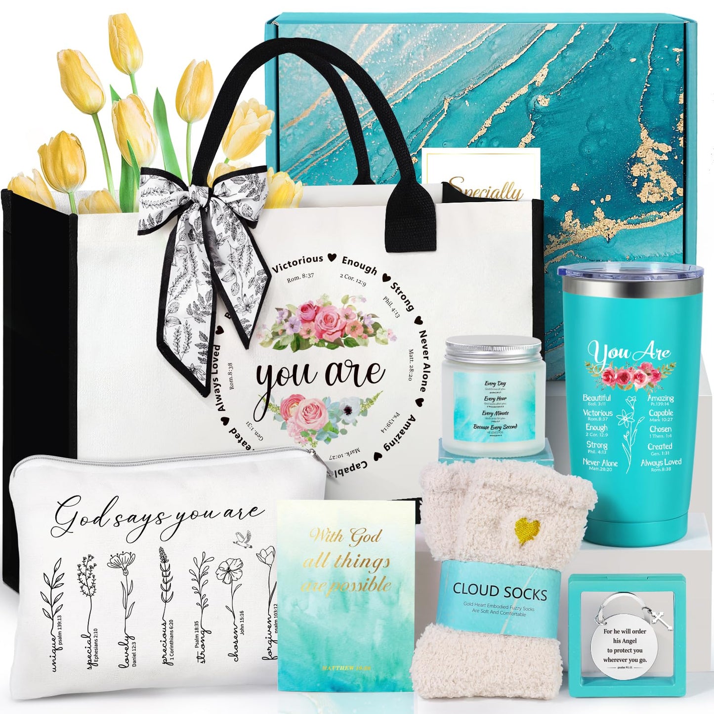 Christian Gifts for Women - Faith Based & Religious Gifts for Mom & Grandma: Bible Verse Tote Bags for Birthday & Christmas