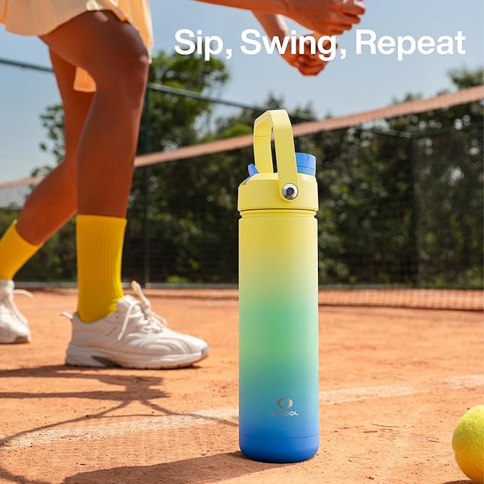 ENCOOL Insulated Water Bottle with Straw Stainless Steel Water Bottle, Leak-Proof, BPA-Free, Double Wall Vacuum Keeps Cold for 24 Hours for Sports, Travel, School (26 oz, Soft Lagoon)