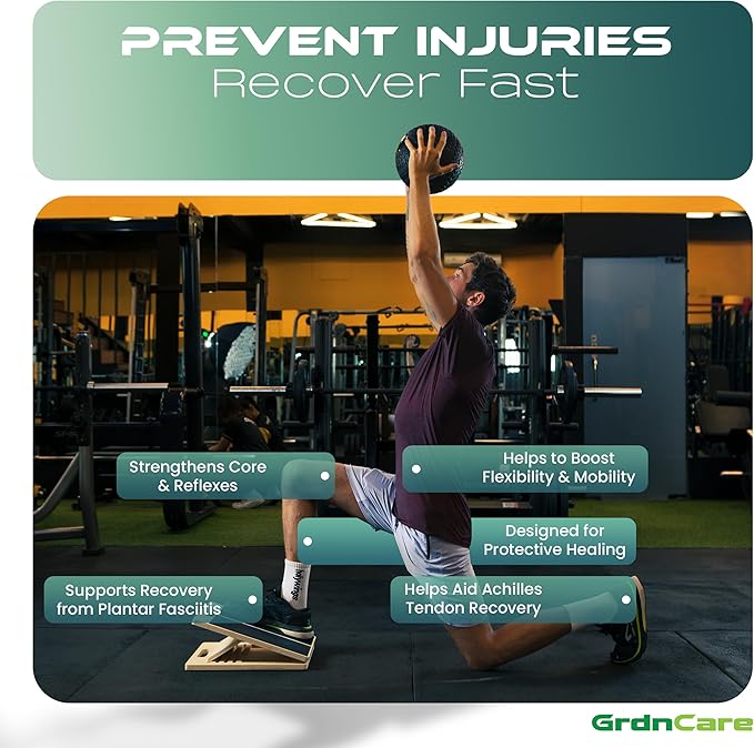 GrdnCare Wooden Calf Stretcher - Portable Slant Board for Calf Stretching - Bears 300 lbs - Adjustable Incline Board Physical Therapy Equipment - Reduce Injury Risk, Improve Foot, Leg & Ankle Mobility