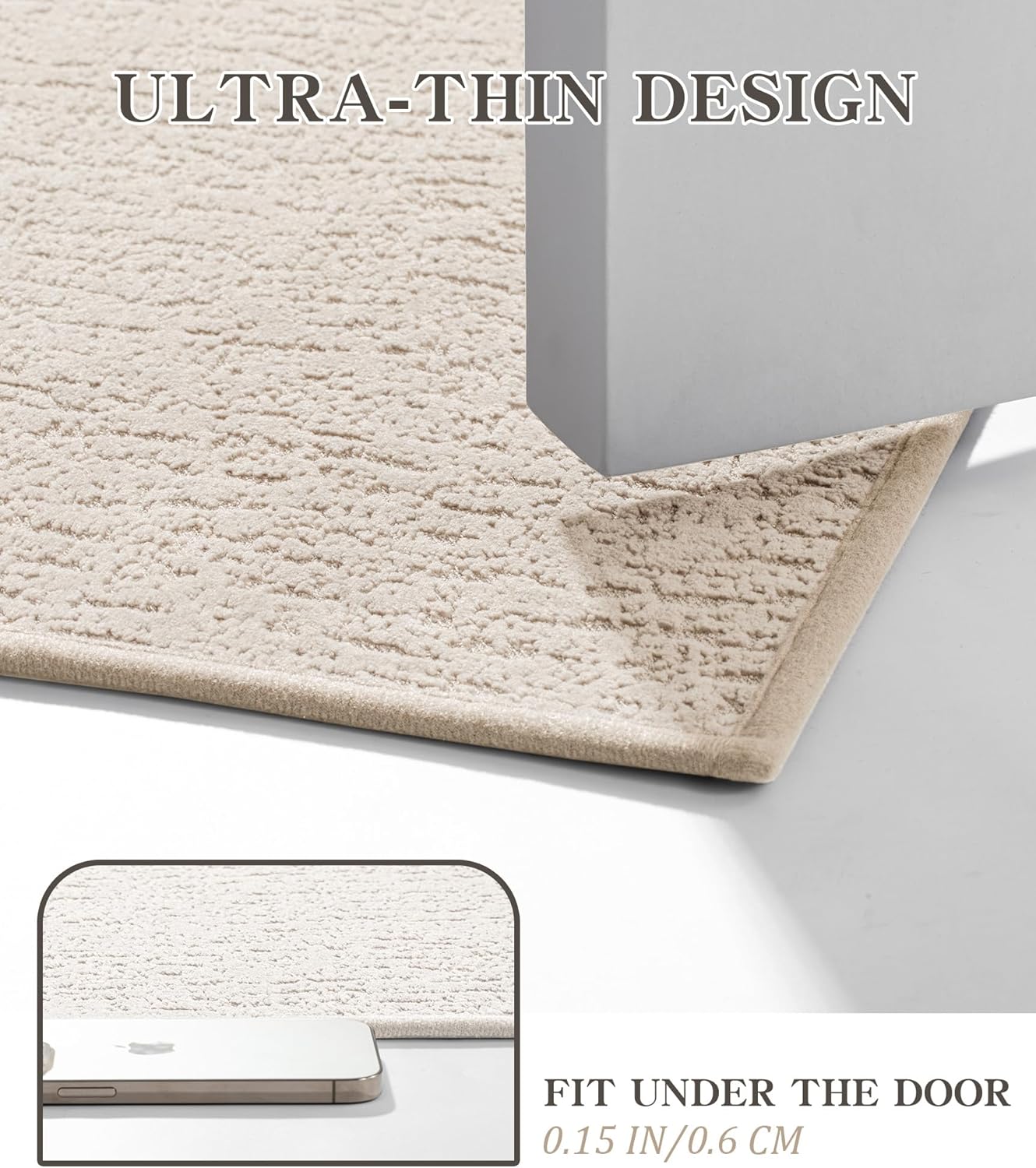 chakme Bathroom Rugs Mat 24x17, Ultra Thin Non Slip Bath Mat Small Quick Dry Absorbent Bath Mat for Bathroom Floor, (Light Beige, 24"x17")