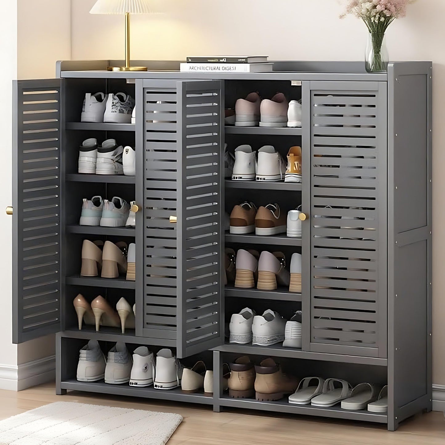njawnn 7-Tier Shoe Cabinet with Doors, 36-41 Pairs Large Shoe Storage Cabinet, Freestanding Shoe Rack for Entryway, Hallway, Bedroom, Closet, Living Room