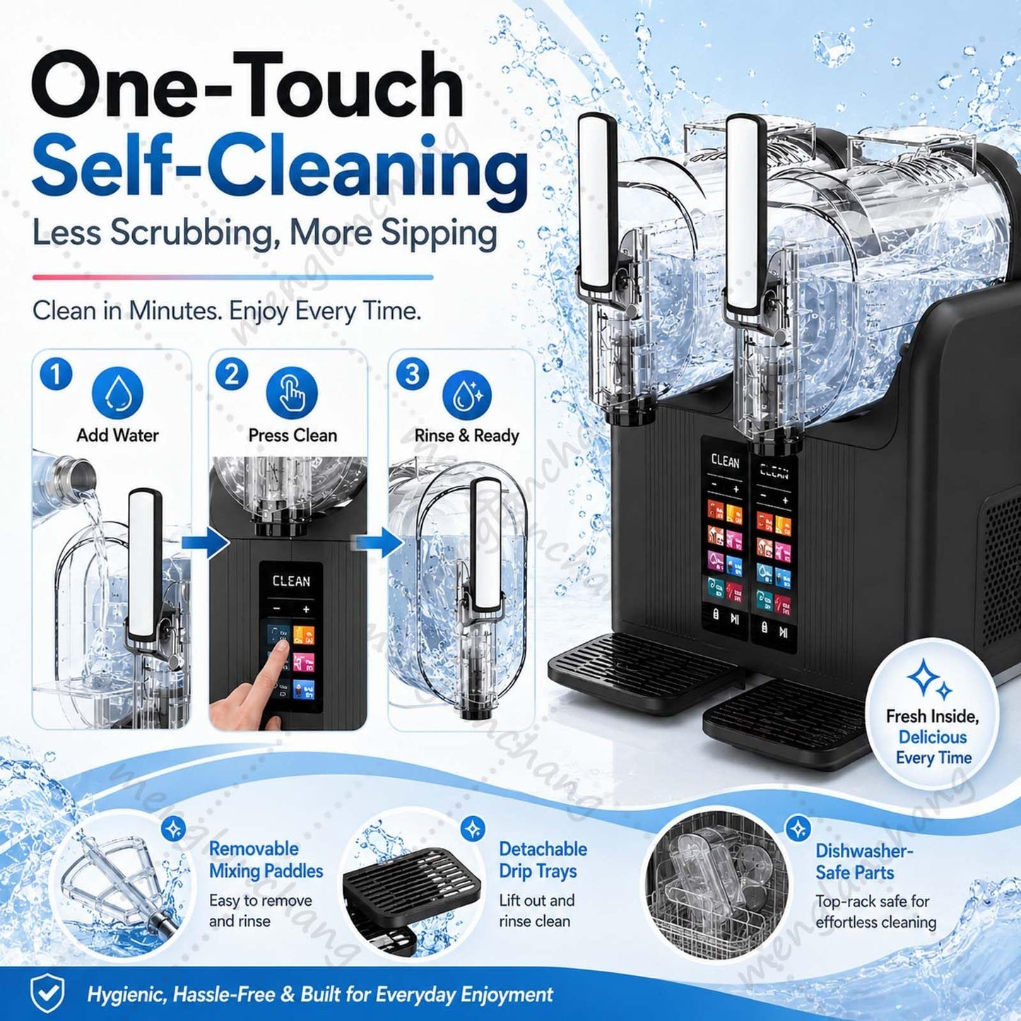 Slush Machine | Soft ServeIce Cream Maker | Slushy Machine Dual Tank 2x2L for Home/Commercial,No ice needed w/Rapid Chill&Temperature Control/Touchscreenfor Margarita,Frappé,Easy Clean Black