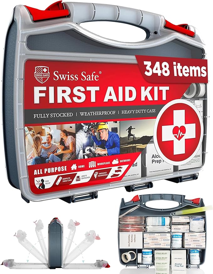 Swiss Safe 2-in-1 First Aid Kit for Car, Travel & Home, Businesses - Bonus Mini Kit for Medical Emergency Aid, Survival, C...
