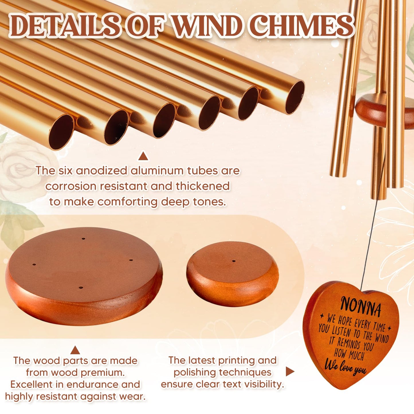 Nonna Gifts, Gifts for Nonna, Nonna Birthday Gift for Grandma from Grandkids, Nonna Wind Chimes for Birthday Thanksgiving Christmas Mothers Day, Best Nonna Present Gift Ideas - We Love You