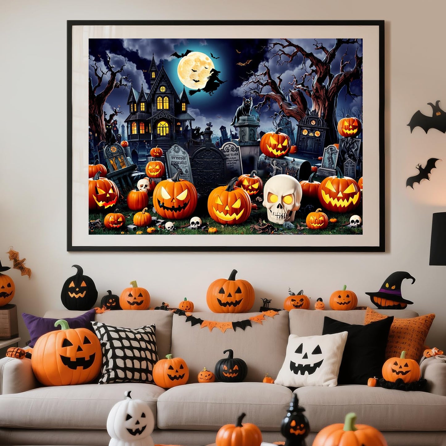 Halloween Puzzles 1000 Pieces-Creative Play & Haunted House Pumpkin,Witch,Skeleton,Ghost,Grave Theme Puzzles-for Holiday Party Gifts or Halloween Home Decorations