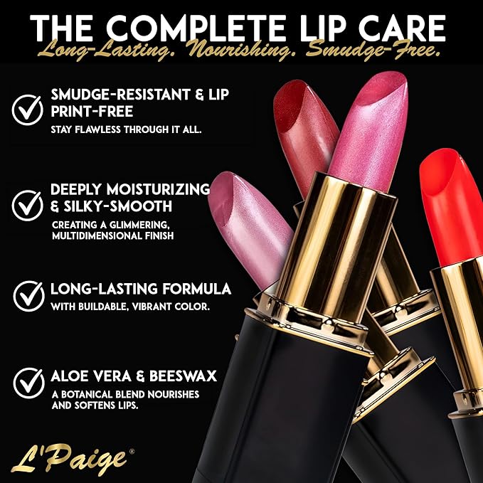 L’Paige Designer Lipstick – Frosted Amethyst Sheen in Cool Berry Pink, with Aloe Vera-Based, Long-Lasting, Moisturizing Formula for Smooth, Soft, Hydrated Lips – Ideal for All-Day Wear, Shade L53