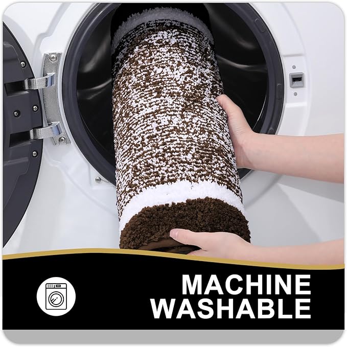 OLANLY Bathroom Rugs 36x24, Extra Soft and Absorbent Microfiber Bath Mat, Non-Slip, Machine Washable, Quick Dry Shaggy Bath Carpet, Suitable for Bathroom Floor, Tub, Shower (Large, Brown)