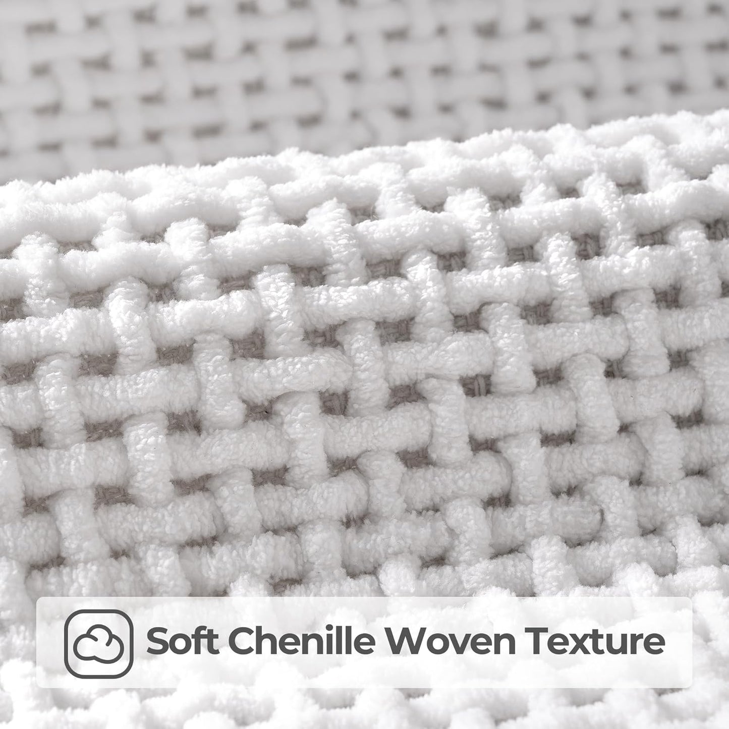 GRANNY SAYS White Bathroom Rugs Non Slip Washable, Absorbent Bath Mats for Bath, 32" x 20", Thin Chenille Bath Rug, Quick Dry Bath Mat, Soft Rug for Tub and Shower