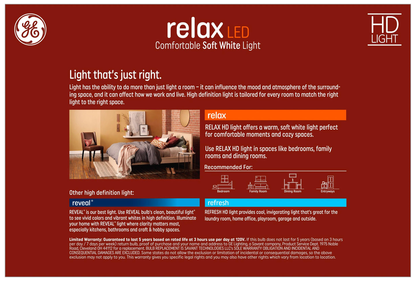 GE Relax 8-Pack 60 W Equivalent Dimmable Soft White A19 LED Light Fixture Light Bulbs