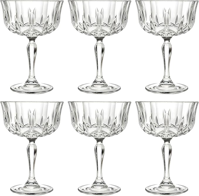 Barski Champagne Glasses - Flute - Saucer - Belle Coupe - Set of 6 Glasses - Glass - Beautifully Designed - Each Glass is ...