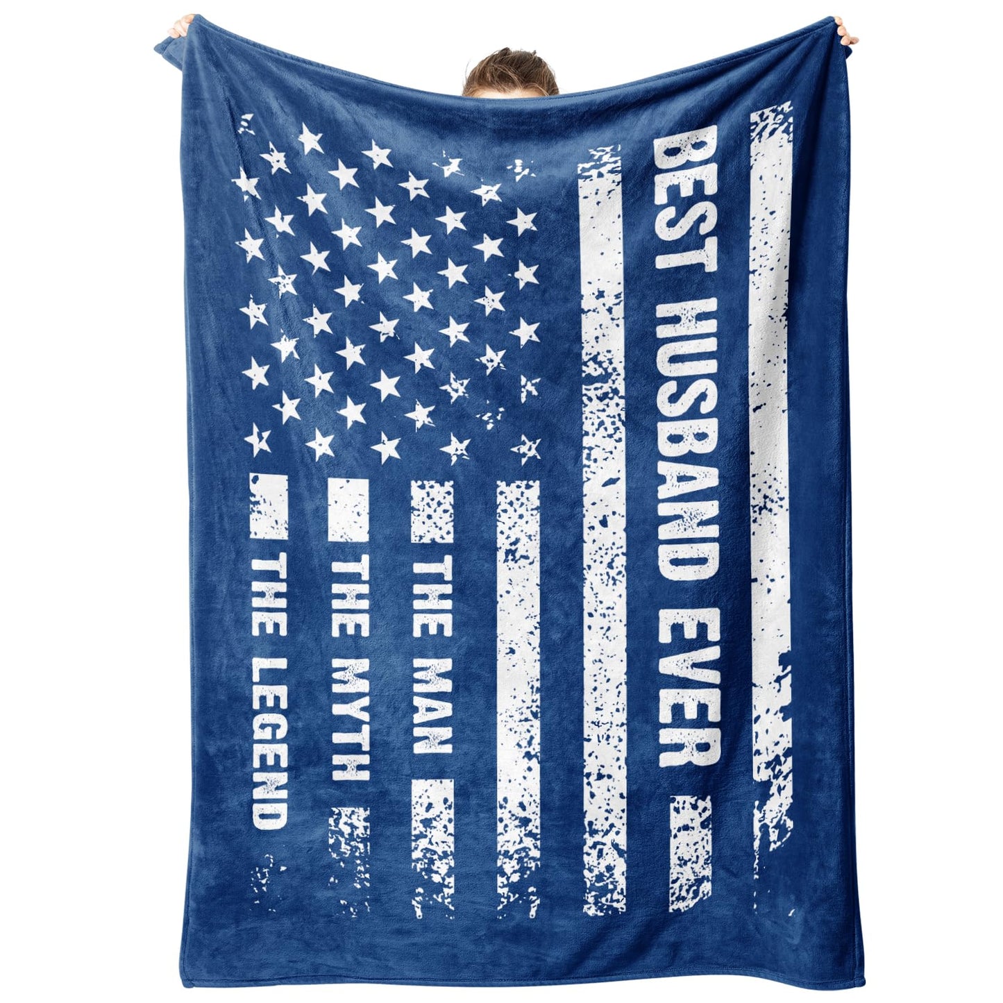 musaecoin Husband Birthday Gift- American Flag Blanket with The Man The Myth The Legend- Anniversary Birthday Gifts for Husband, Soft Useful Blanket Throw for Bed Sofa Car Napping Camping, 60”×50”
