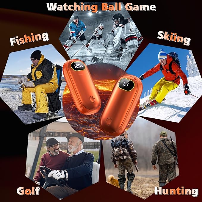 Hand Warmers Rechargeable - Electric Hand Warmers 2 Pack with Dual-Sided Heating for 15Hrs Warmth, LED Display & Flashlight, Hunting Essentials, Gifts for Christmas Man Women Raynauds Golf