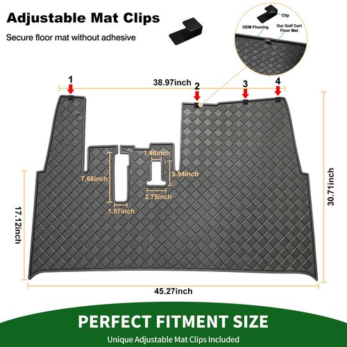 Cartalia Golf Cart Floor Liner Mat 8mm Thick Rubber Full Coverage Fit for Yamaha Drive2 (2017-2025), QuieTech [2017-2025], Adventurer (2017-Up), UMAX Rally 4x4 Non-Slip Mats Replacement - Black Trim