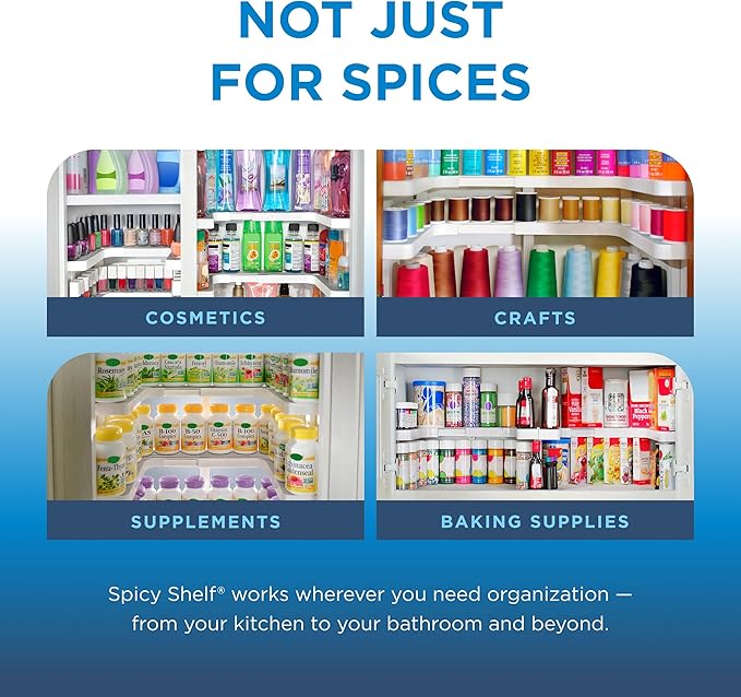 Spicy Shelf Deluxe - Expandable 2 Tiered Spice Rack Organizer for Cabinet & Pantry - Kitchen Seasoning Organizer - Cabinet Spice Racks for Inside Cabinets