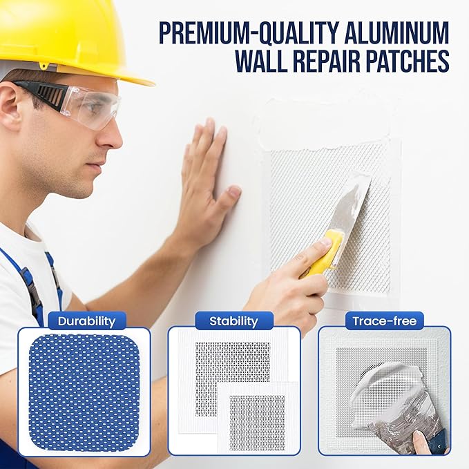 Drywall Repair Kit – 120g Tube + 240g Putty Jar with 2 × 2″ & 4 × 4″ Wall Patch Mesh, Dual Scrapers & 2 × P180 Sandpapers | Fast-Dry Spackle & Sheetrock Crack Filler for Wall, Ceiling, Plaster Repair