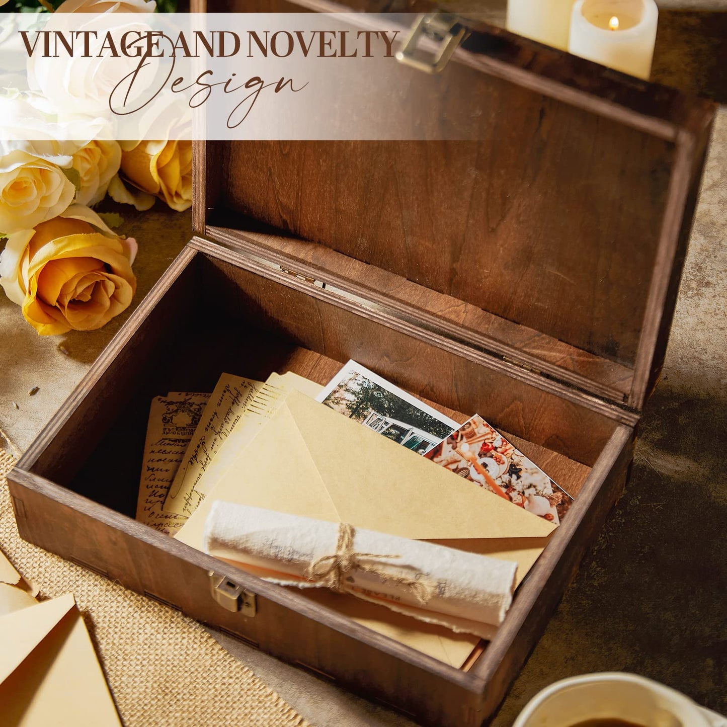 AW BRIDAL Wedding Keepsake Box with Lid Mr Mrs Wood Memory Storage Box Bridal Shower Gifts Wedding Anniversary Engagement Gifts for Couples
