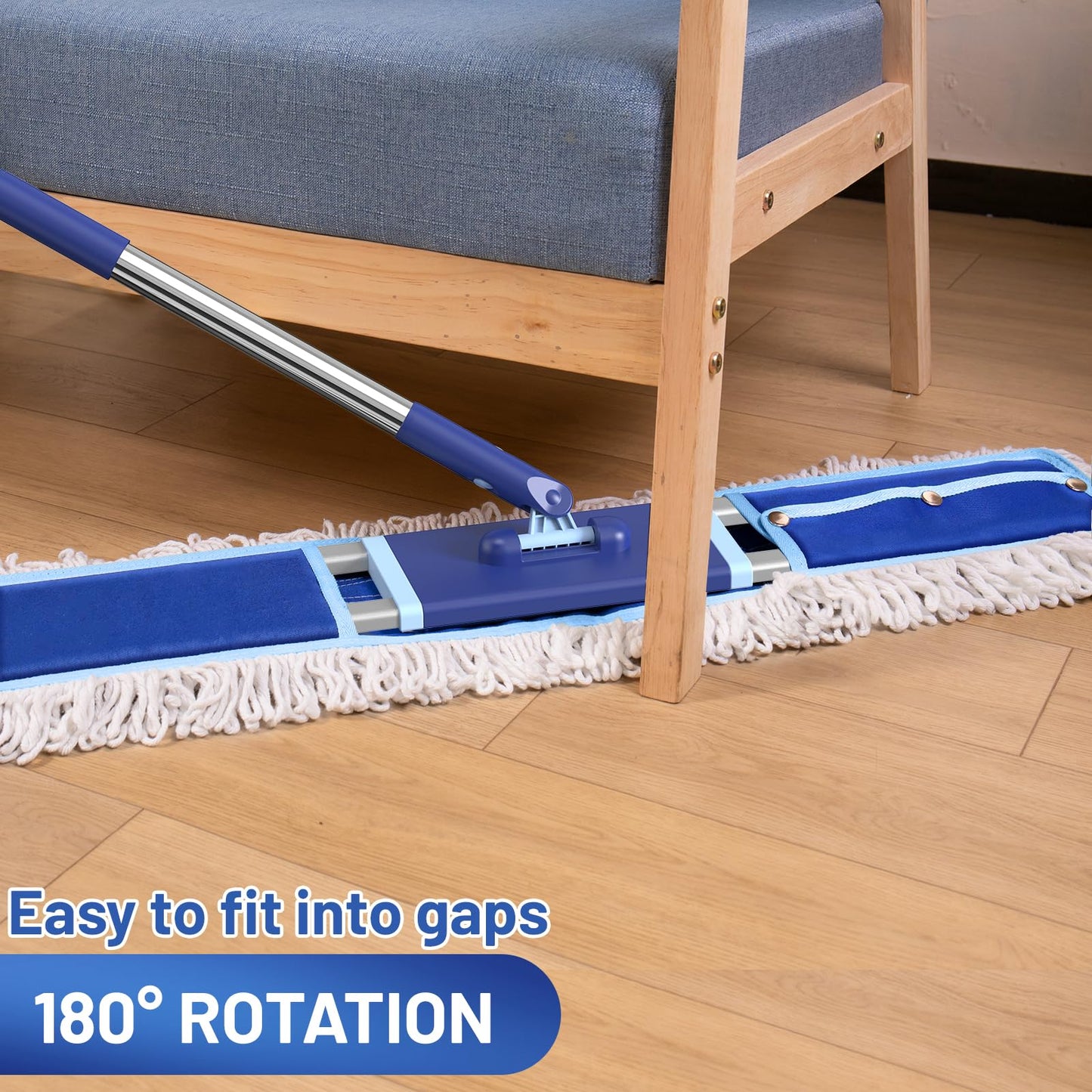 EHADOO 36" Commercial Dust Mop: Dry Dust Broom for Hardwood Floors Cleaning - 2 Reausable Mop Pads 59" Long Handle Heavy Duty Frame - Professional Cleaning Supplies for Hotel Warehouse School Janitor