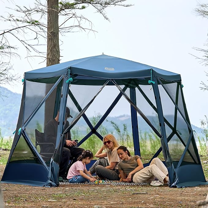TIMBER RIDGE Easy Pop Up Gazebo Canopy Tent for Camping, 11.5 X 9.8 Ft Portable Instant Screened House, Pop Up Canopy with...