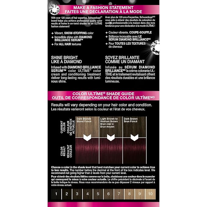 Schwarzkopf Color Ultime 5.89 Radiant Plum Hair Dye, Permanent Intense Plum with Diamond Brilliance, Fade-Resistant, Covers Grays, All Hair Textures