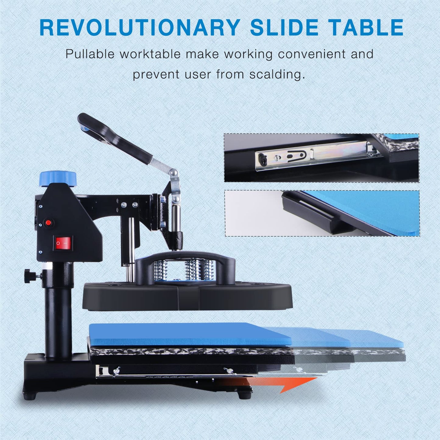 HORGELU Upgraded 5 in 1 Heat Press Machine 15x15 Inch Heat Transfer Machine 360-Degree Swing Away Multifunction Digital Sublimation Combo Heat Press for T Shirt Mug Hat Plate for Commercial Home 110V