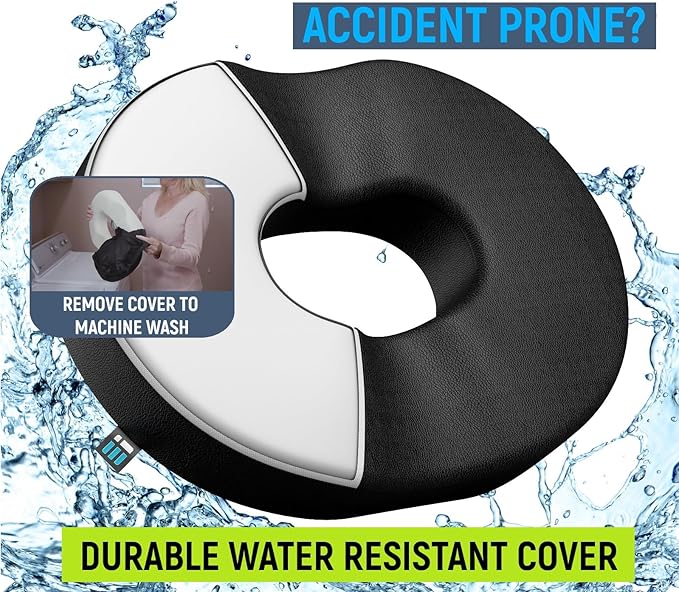 Deluxe Donut Pillow for Tailbone Pain Relief with Machine Washable Water Resistant Cover, Hemorrhoid Pillow for Sitting, Donut Cushion for Bed Sores, Pregnancy, Coccyx, Sciatica, Butt Pillows