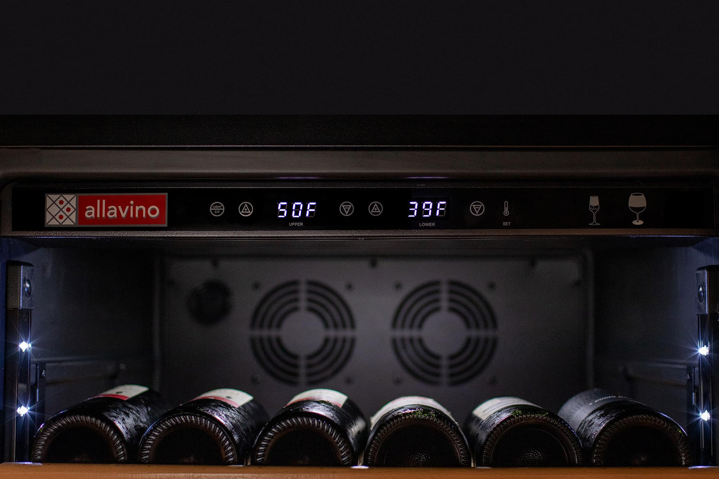Allavino 76.5" Tall Black Wine Refrigerator with Two Refrigerated Drawers YHWR7724D-B