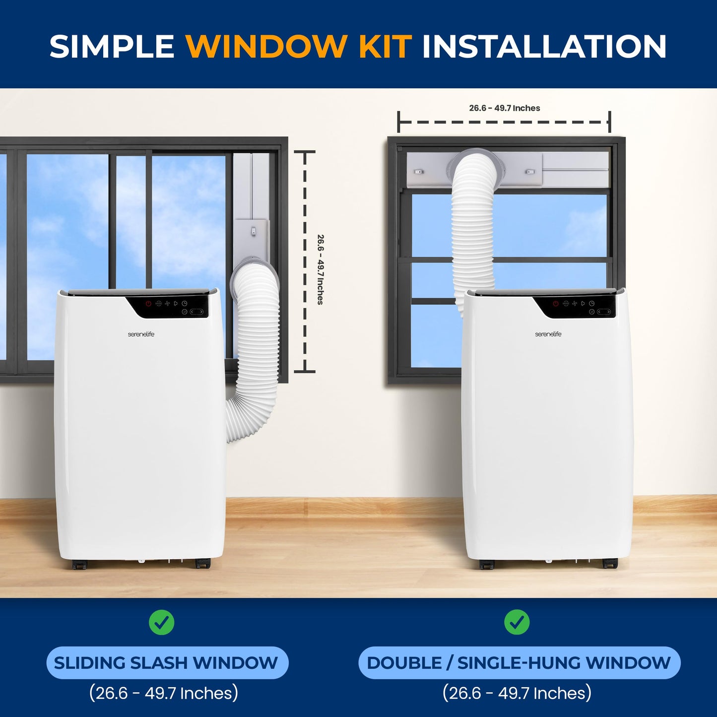 SereneLife 12000 BTU Portable Air Conditioner 3-in-1-115V Compact Standing Air Conditioner for Room Up to 380 Sq. Ft. Floor AC Unit with Touch Control Panel, Remote Control - Window Mount Kit