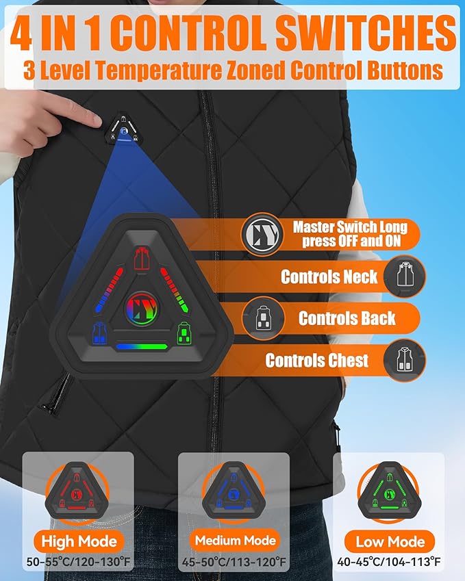 Heated Vest for Women and Men - Quilted Lightweight Heating Jacket Coat, Upgraded 7.4V 10000 mAh Battery Pack