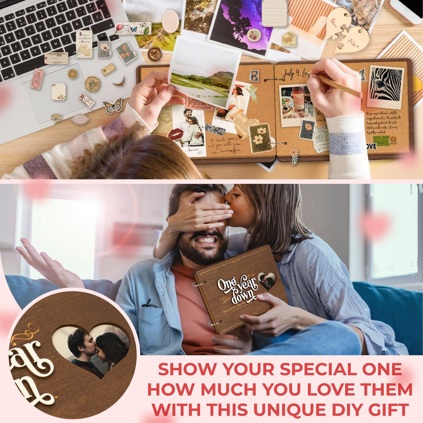 Stofinity 1 Year Anniversary Boyfriend Gifts - One Year Anniversary Dating Gifts For Her Girlfriend, First Paper Anniversary For Him Men, 1 Year Anniversary Scrapbook, 1st Anniversary Wedding Gift