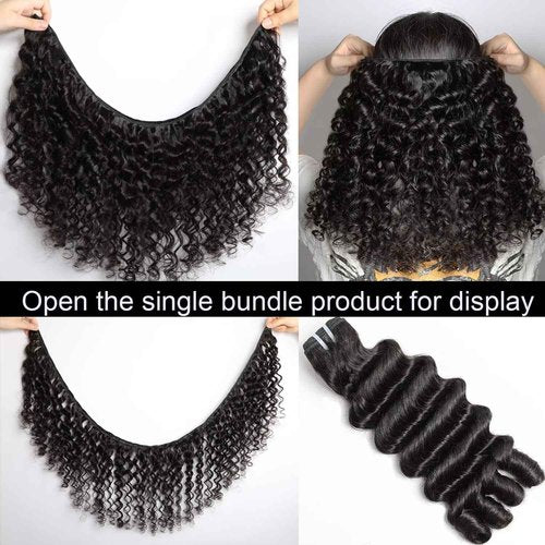 Lemoda Burmese Loose Deep Wave Curly Virgin Human Hair Bundles 14 14 14 Inch Loose Deep Wave Curly 100% Unprocessed Raw Human Hair Extensions Top Qanlity Hair Weave 3 Bundles Full and Thick