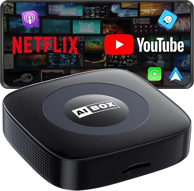 Ai Magic Box for Streaming Netflix/YouTube/TikTok, Wireless CarPlay Adapter Dongle with USB Drive for OEM Wired Car Play &...